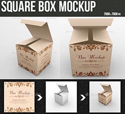 包装盒模型：Square Box Mockup